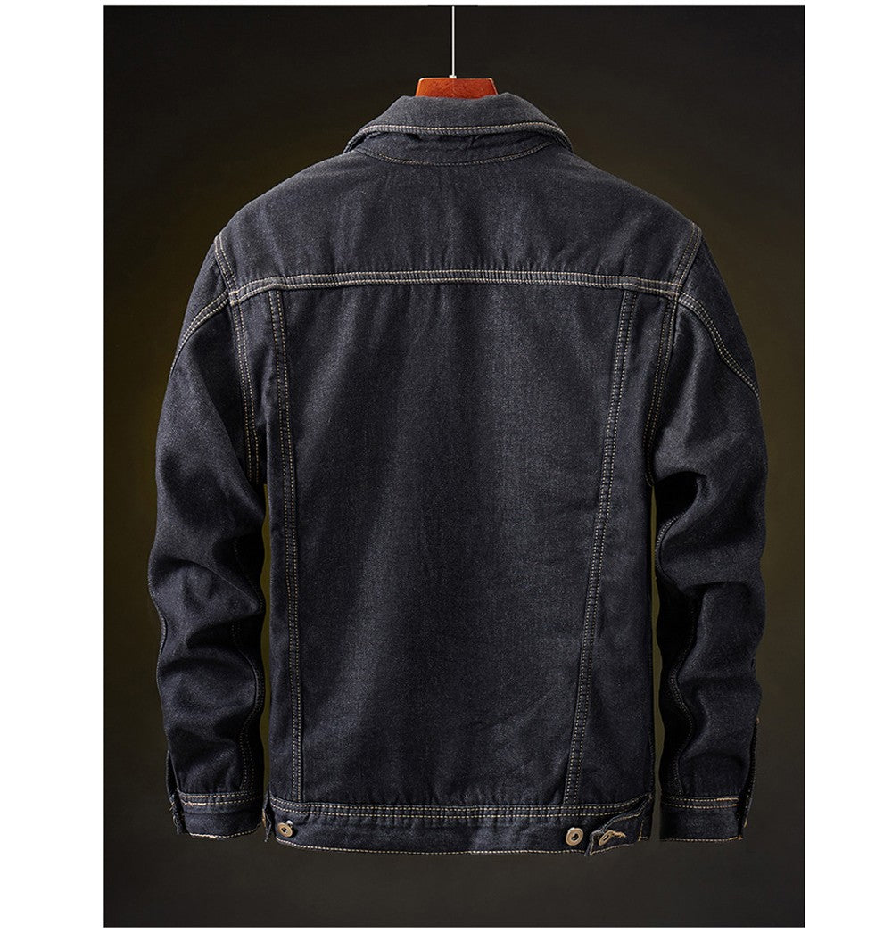 Winter Men's Denim Jackets Fashion Men Retro Streetwear Punk Motorcycle Cowboy Coats Man Lapel Fleece Warm Jean Jacket Clothing