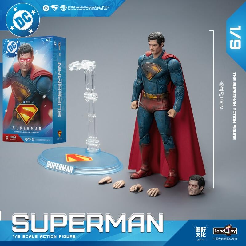 2025 Boneco de Ação Original Fondjoy David Corenswet Superman 1/9 Novo Boneco Superman Articulado em PVC Brinquedo Infantil Presente para Menino
