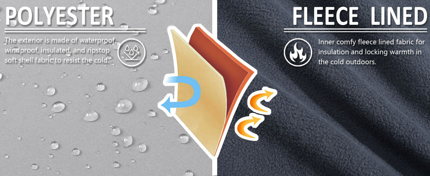 KEFITEVD Men's Winter Warm Snow Skiing Pants Waterproof Windproof Hunting Hiking Pants Trousers Outdoor Fleece Soft Shell Pants