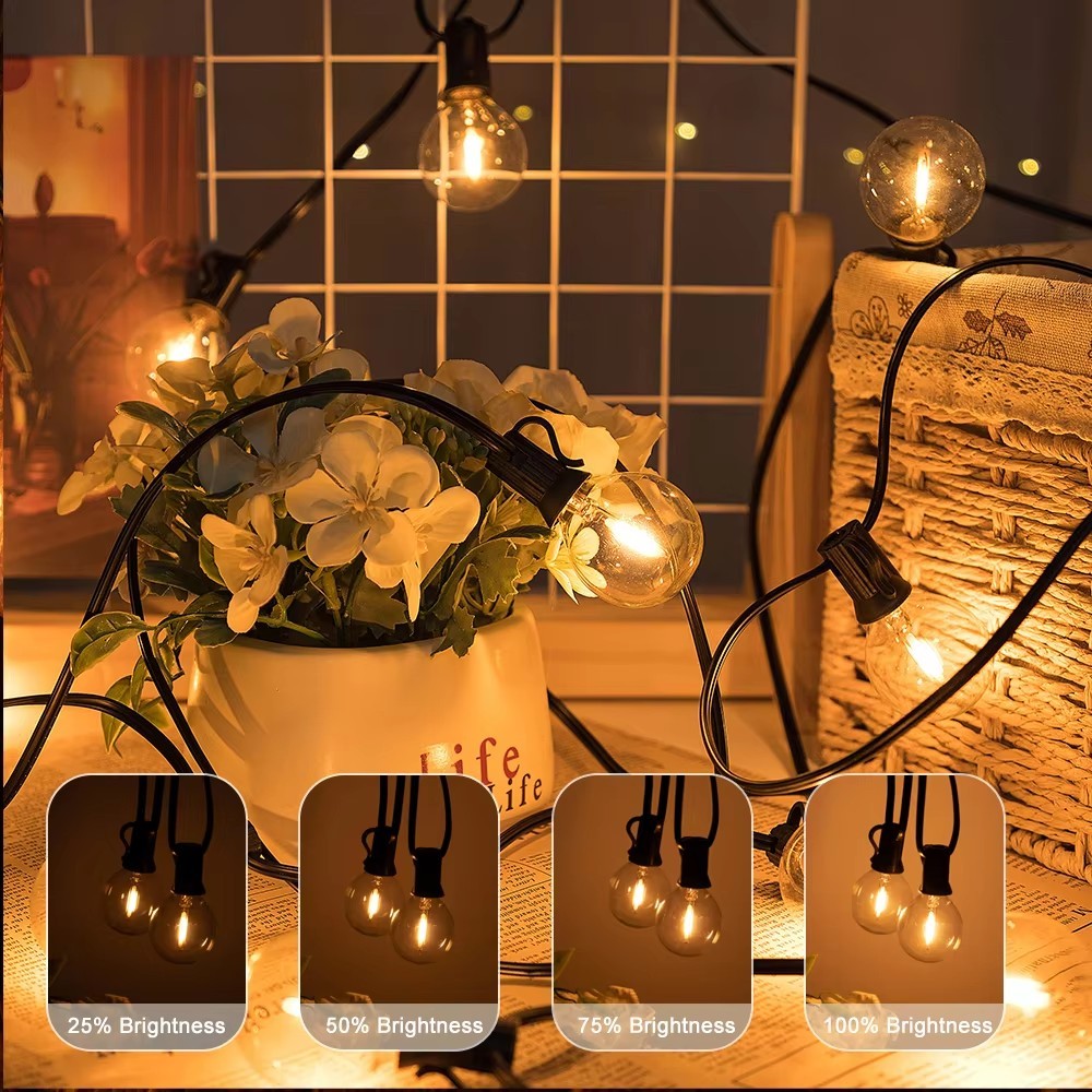Outdoor LED Waterproof G40 String Light EU Plug Shatterproof Light Bulb Garden Fairy String Lights for Patio Festoon Party Decor