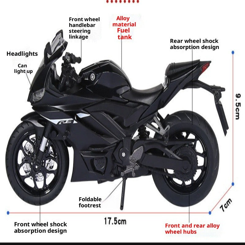 Simulação 1/12 Yamaha R3 Liga Modelo de Motocicleta Luz e Som Carro de Brinquedo para Crianças Menino Presente de Aniversário Miniatura Voiture