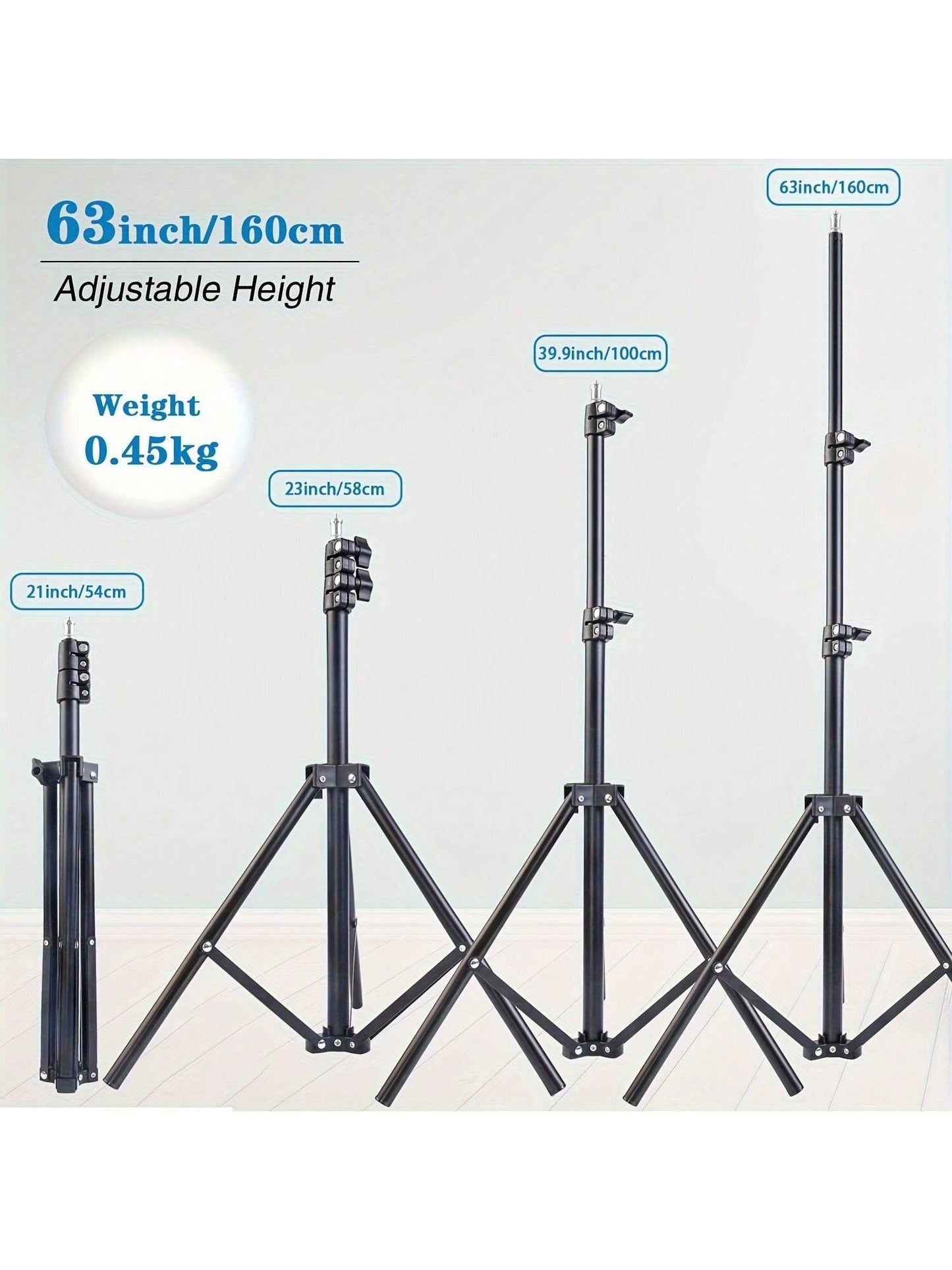 1 tripé multifuncional de 160,02 cm com tripé dobrável e clipe de suporte para celular, tripé para celular e câmera