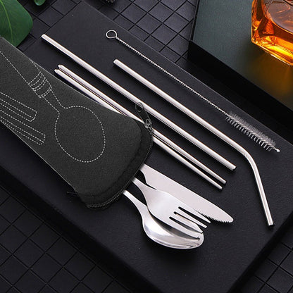 Bolsa Lavável para Talheres de Aço Inoxidável com Zíper, Estojo de Talheres Portátil, Bolsa para Jantar, Ferramenta Doméstica, Colher de Viagem e Acampamento
