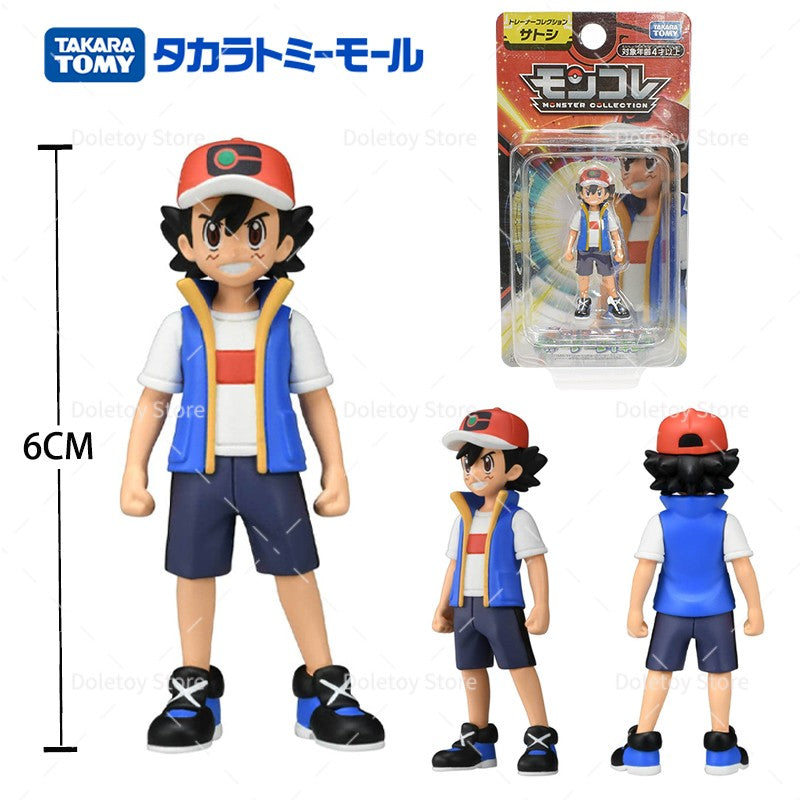 TOMY Pokémon Boneco Treinador Friede Ash Ketchum Leon Liko Cynthia Takara Tomy Bonecos de Ação PVC Série Coleção Monstro Brinquedos