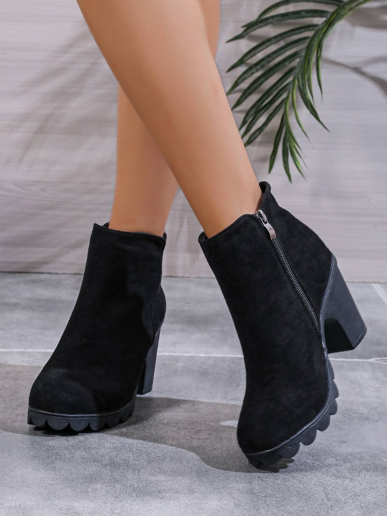 2024 New Autumn Winter Women Pumps Boots High Quality Zipper European Ladies Shoes Suede Fabric High Heels Boots Fast Delivery