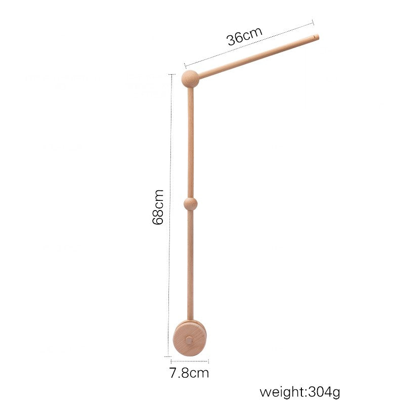 Baby Wooden Bed Bell Cartoon Rabbit Mobile Hanging Rattles Toy Hanger Crib Mobile Bed Bell Wood Toy Holder Arm Bracket Kid Gifts