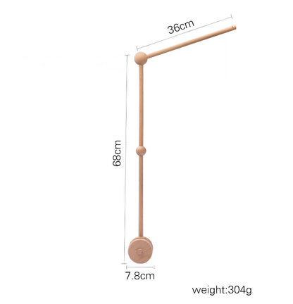 Baby Wooden Bed Bell Cartoon Rabbit Mobile Hanging Rattles Toy Hanger Crib Mobile Bed Bell Wood Toy Holder Arm Bracket Kid Gifts