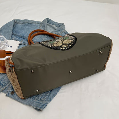 Large Capacity Travel Bag with Bear & Cat Design - Durable Oxford Fabric, Hand Washable, Ideal for Students, Fitness, Yoga