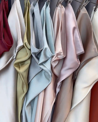 French Style Chic Women's Acetic Acid Satin Flowy High Waist Hip Hugging Skirt for Spring/Summer Fishing Tail Skirt A-line Skirt