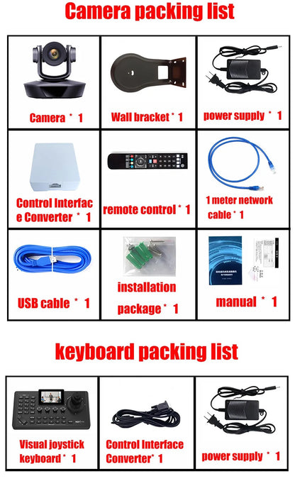 Video Conference Camera Kit 4K PTZ Camera 20X Zoom NDI SDI HDMI IP USB Church live broadcast NDI PTZ camera Controller 1-8pcs