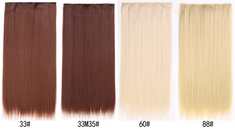 16 Presilhas em Apliques de Cabelo 60cm de Comprimento Liso Penteado Sintético Loiro Preto Perucas Resistente ao Calor Cabelo Falso 6Pçs/Conjunto
