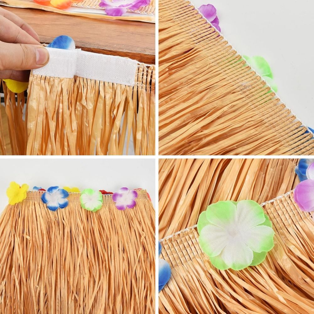 Luau Grass Table Skirt Hawaiian Flower Grass Skirts for Luau Party Summer Tropical Hawaiian Party Decorations