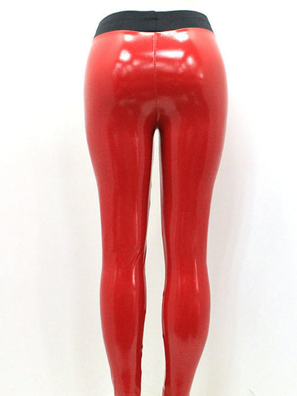 Shiny Metallic Leggings Mirror  Women High Waist Legging Stretchy PU Solid Sexy Shinning Bodysuit Pleather