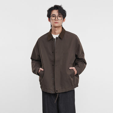 American Retro Men's Fashion Jacket 2025 Spring and Autumn New Loose Solid Color Lapel Workwear Top Men's Jacket