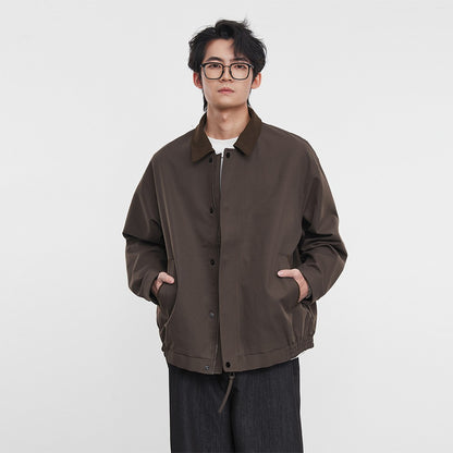 American Retro Men's Fashion Jacket 2025 Spring and Autumn New Loose Solid Color Lapel Workwear Top Men's Jacket