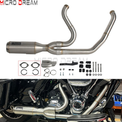2 into 1 Motorcycle Engine System Pipe Slip on Exhaust Mufflers For Harley Street Glide ST FLHXST EFI FLHX Special FLHXS 2017-25
