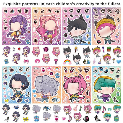 16PCS Cute Make a Face Stickers DIY Handicrafts Waterproof Puzzle Reward K-POP Stationery Stickersk Party Favors Gift