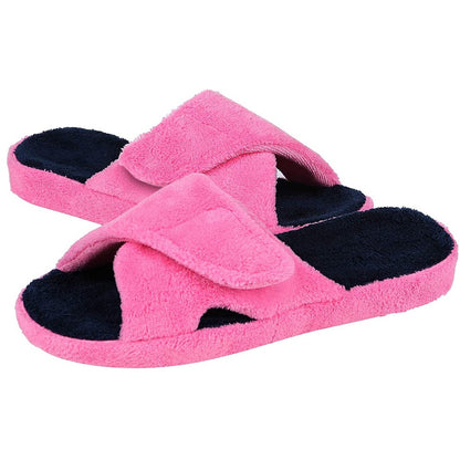 Comwarm Waffle Indoor Cotton Slippers For Women Open Toe Anti-Slip Home Slippers Four Seasons Flats Slippers with Arch Support