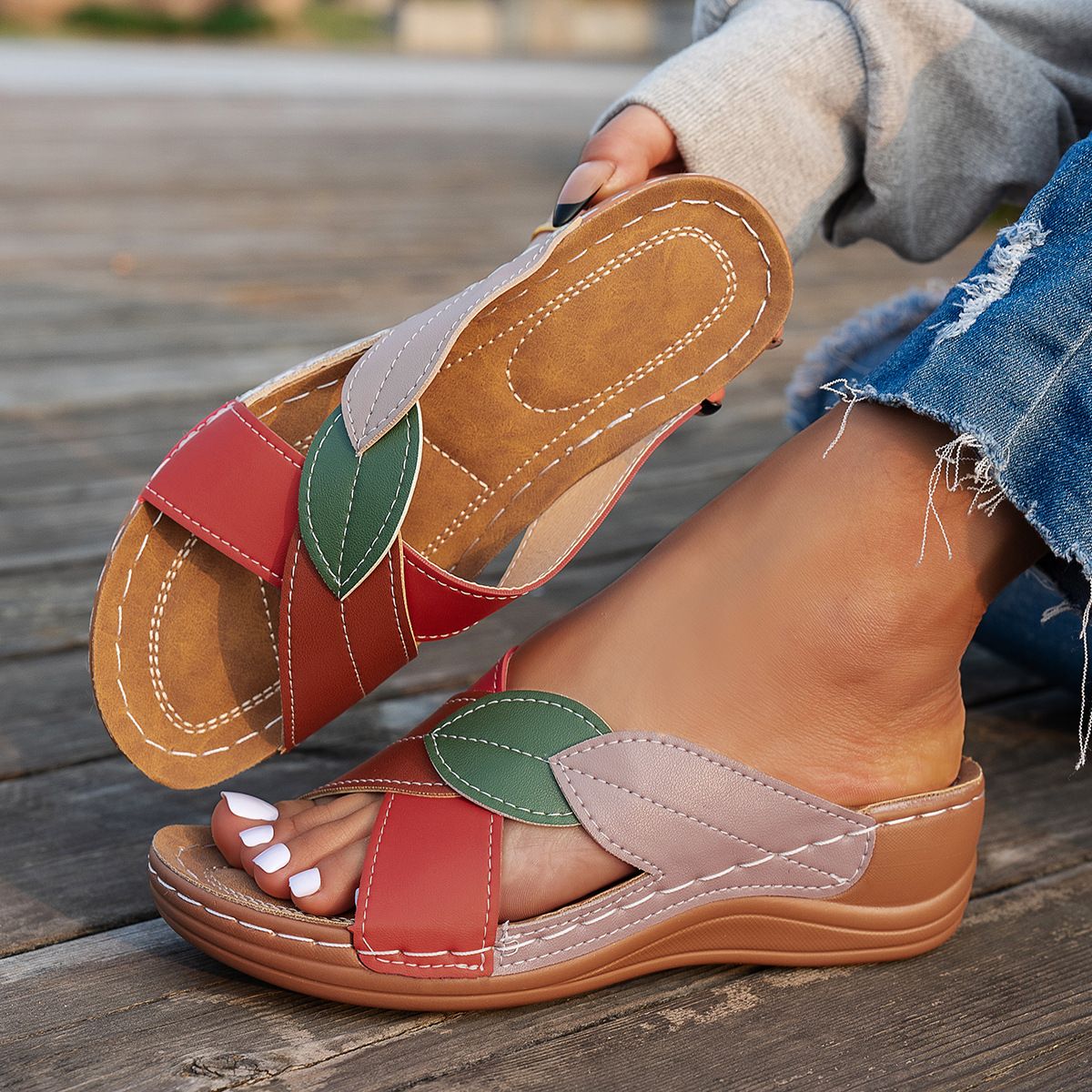 Women's Sandals Comfortable Wedges Heels Sandals Summer 2025 Shoes Woman Heeled Slippers Women Summer Footwear Chaussures Femme