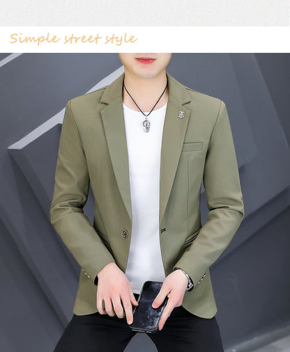 High-quality, fashionable, stylish, versatile and trendy business casual suit men's solid color fitted top