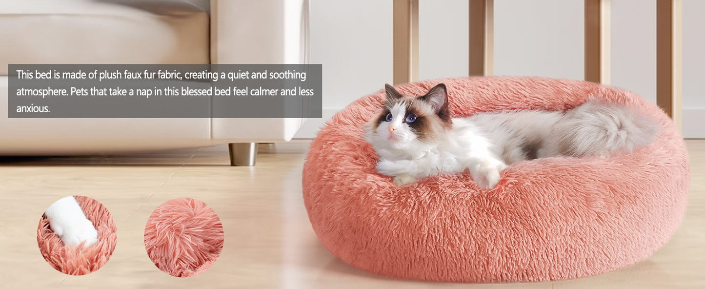 Cama para Pets Super Macia Pelúcia Grande Adequada para Cães de Porte Médio Lavável na Máquina Cama Redonda para Cães Ninho Confortável para Dormir