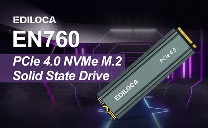 Ediloca EN760 SSD M.2 2280 NVME SSD with Heatsink PCIe Gen4.0x4 3D NAND TLC 4800MB/s Internal Solid State Drive for PS5/PC