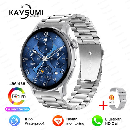Smartwatch Feminino 2025 NFC Amoled HD GPS Monitor Cardíaco Bluetooth Ligações à Prova D'Água Para Mulheres Presente