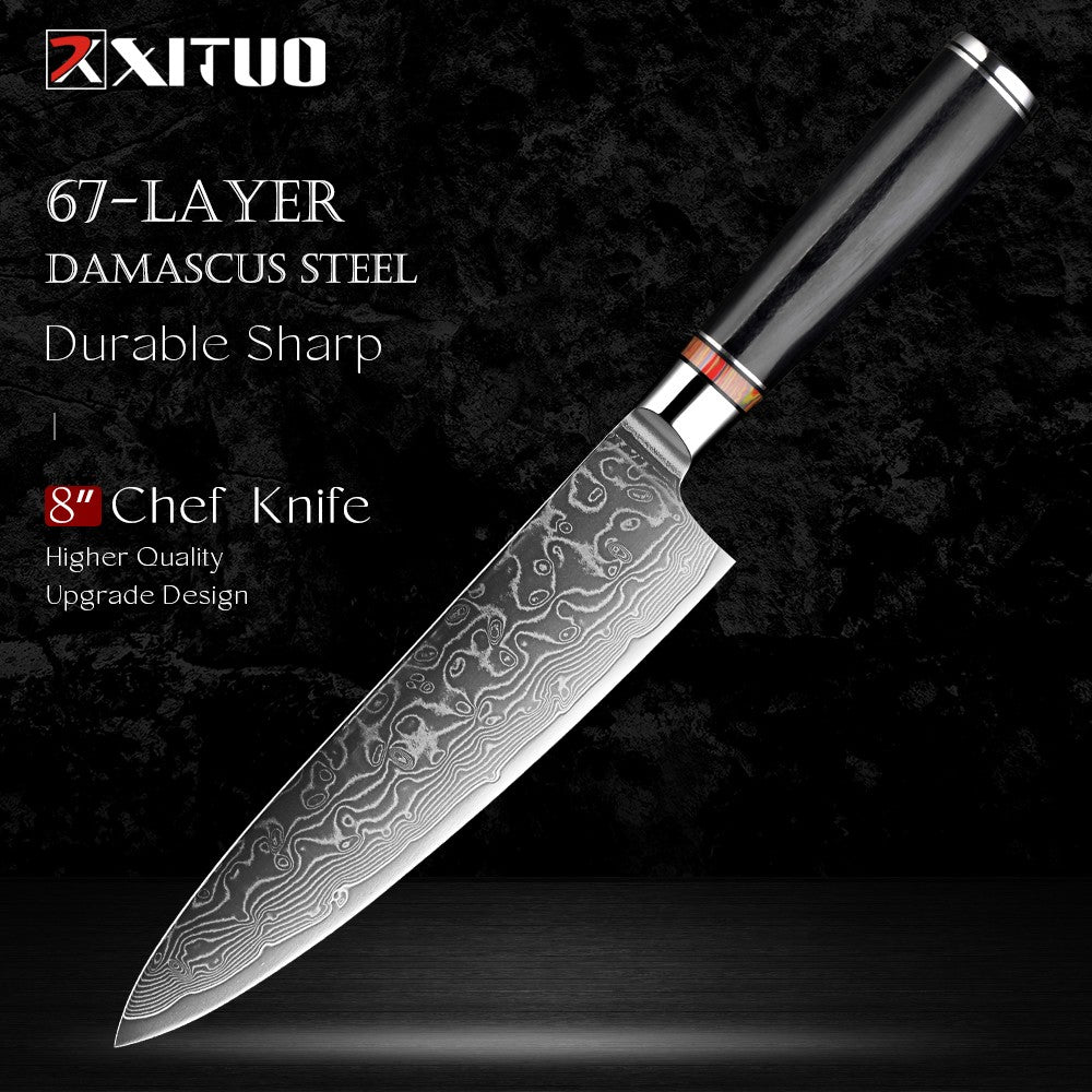 Conjunto de Facas de Cozinha de Aço Damasco Forjado para Arte 1-8 pçs Faca de Cozinha Profissional de Hotel para Fatiar e Cortar Utensílios de Cozinha Premium