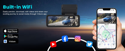 Kocam Dash Cam 4K 3,2 polegadas Mini Carro DVR Lente Dupla Com GPS WIFI ADAS Estacionamento 24h Câmera de Ré 2.5K Visão Noturna Caixa Preta