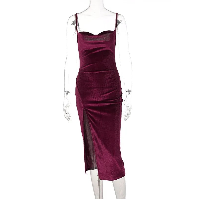 Women 2024 Autumn Winter Elegant Party Club Evening Velvet Streetwear Bodycon Mi