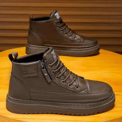 Men Boots Winter High Top Leather Shoes Fashion Cotton Shoes Fashion Ankle Boots Business Casual Outdoor Shoes Male Sneakers New