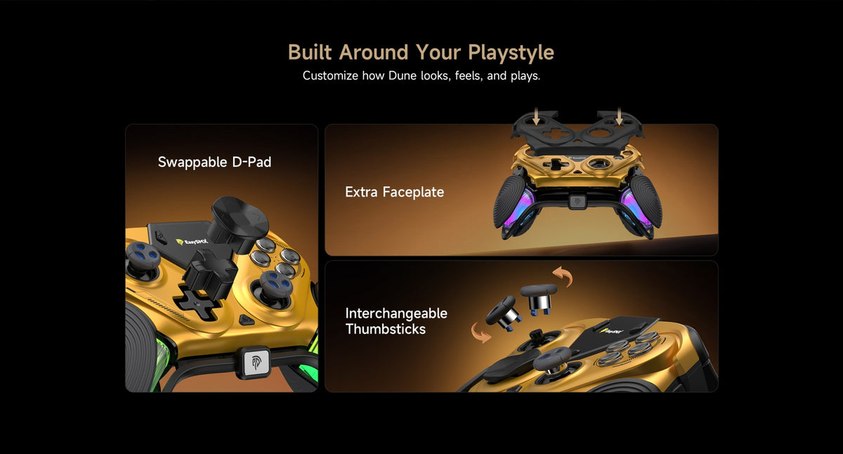 EasySMX Dune 8K Wireless Gamepad Controller, TMR Joysticks, LCD Screen, Hall Effect Triggers for PC/Steam/Switch/Phone