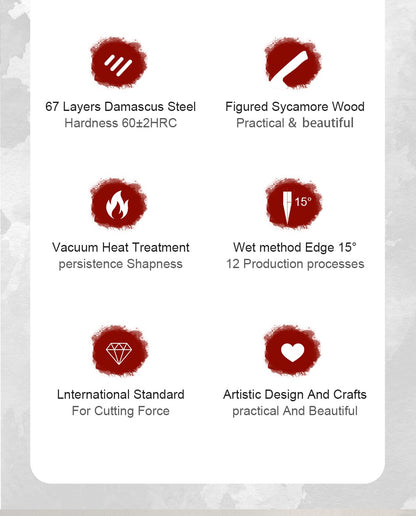 8 Inch Chef Knife 67-layers Damascus VG10 Steel Kitchen Knife Pro Cleaver Kitchen Sharp Knife