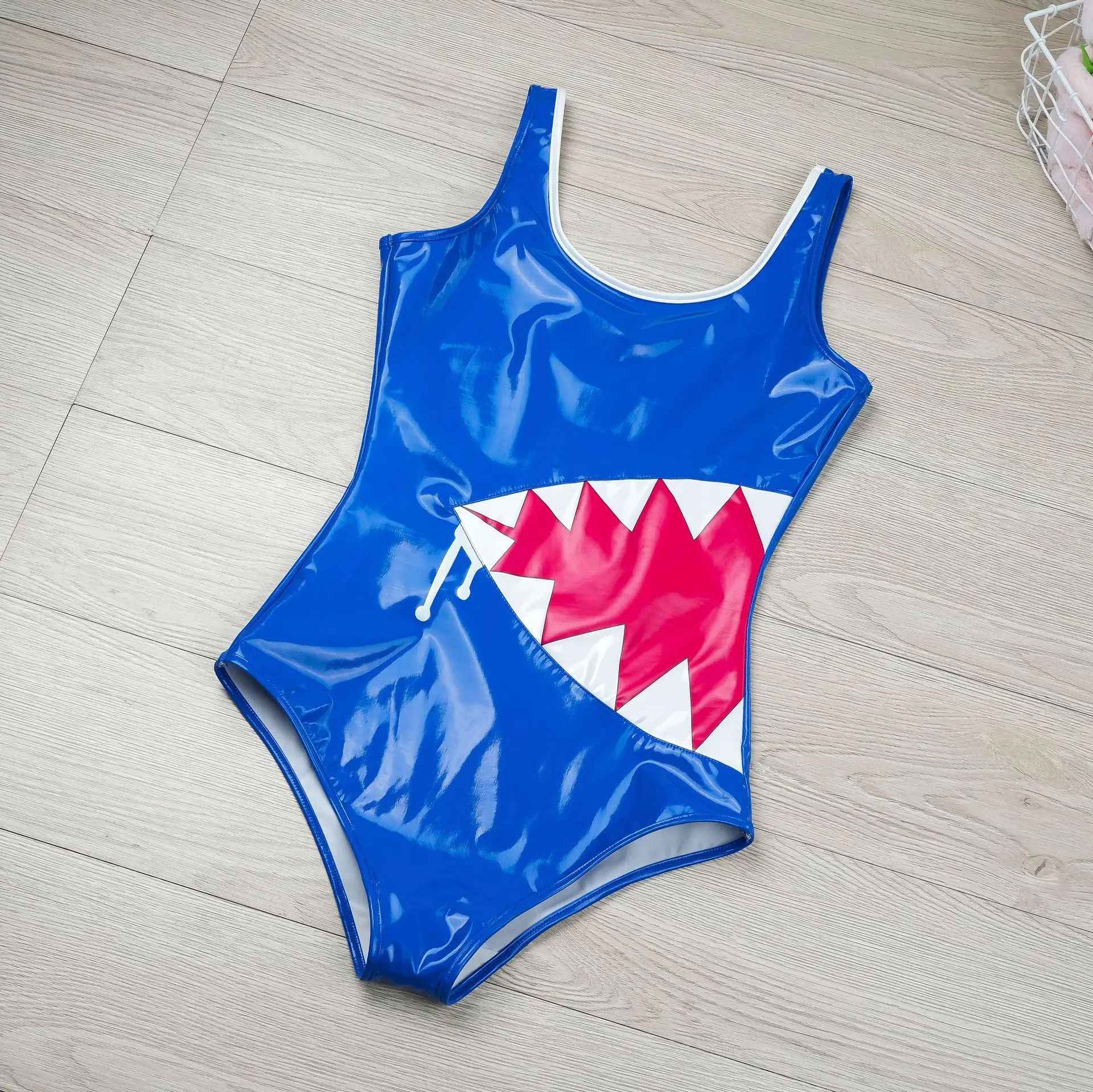 Anime Shark Swimsuit Cosplay Costume Leather Bodysuit Japanese Swimwear Role Play Nightwear Halloween Role Play Lingerie In Stoc