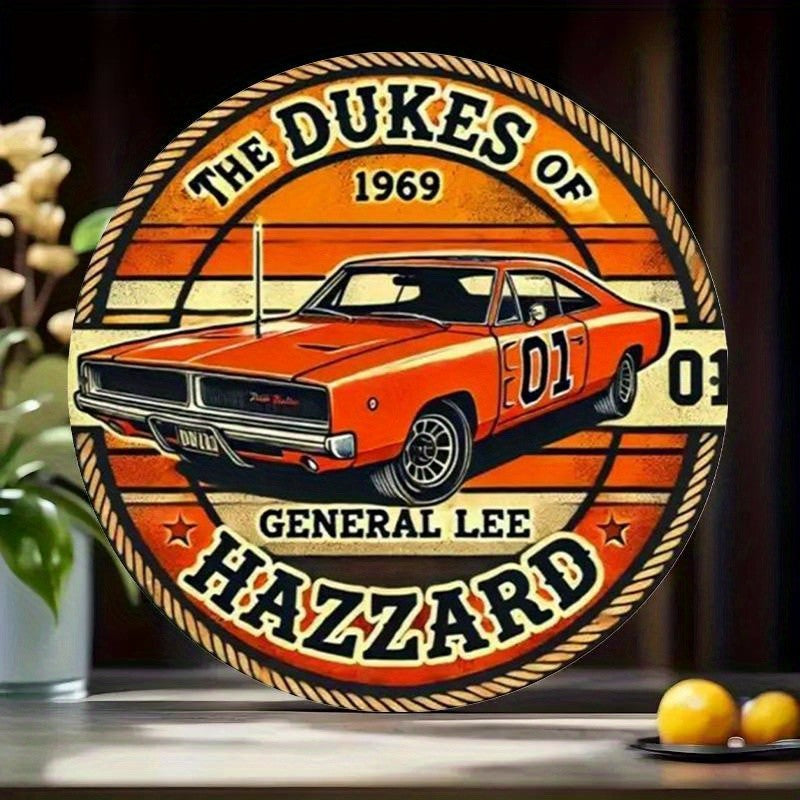 2D Flat, "Car Sign" Retro Wall Decor Aluminum Sign for Yard, Garden, Kitchen, Bar, Room, Outdoor, Garage, Club, Cafe, Restaurant