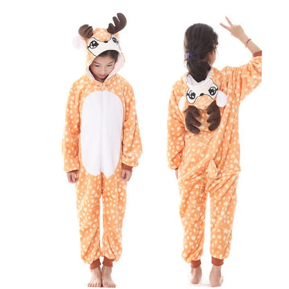 Winter Kids Pajama Sets Soft Warm Flannel Unicorn Costume Kigurumi Boy Girl Onesie Set Panda Tiger Bunny Deer Lion Pyjamas Suit
