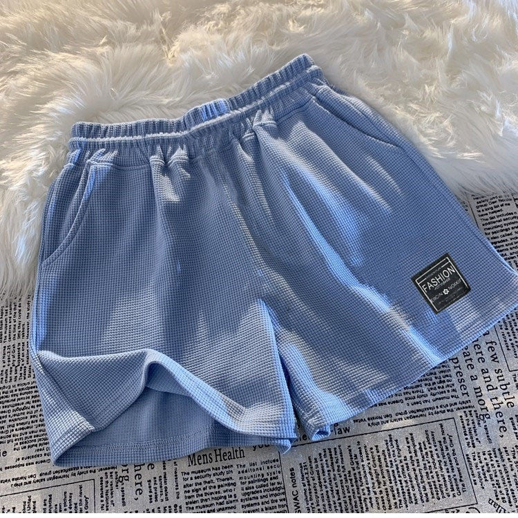 Waffle Summer Comfortable Casual Sports Shorts Women's Summer Loose Home Pajama Pants Wear Pocket Shorts