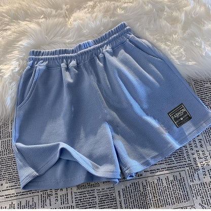 Waffle Summer Comfortable Casual Sports Shorts Women's Summer Loose Home Pajama Pants Wear Pocket Shorts