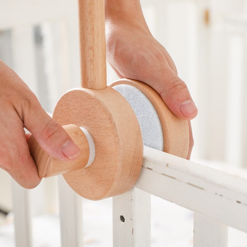 Baby Rattle Toy Bed Bell Bracket Wooden Mobile 0-12 Months Newborn Crochet Bed Bell Hanging Toys Holder Bracket Infant Crib Gift