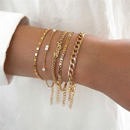 Conjunto de Pulseiras Femininas Corrente Cubana, Cor Dourada, Boho Retrô, Torção Grossa, Joias da Moda de Qualidade, 11 Peças, 2024