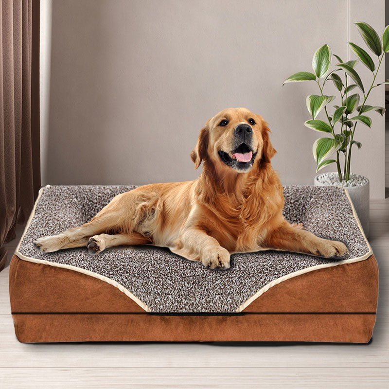 Uma cama de cachorro gigante removível lavável para todas as estações, sofá cama para pet, sofá cama para gato confortável e macio com bordas elevadas,
