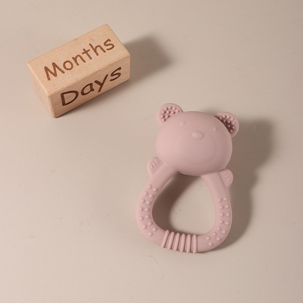 Hot sale cute bear baby rattle  silicone teether 0-1 year toy