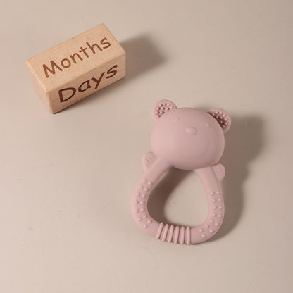 Hot sale cute bear baby rattle  silicone teether 0-1 year toy