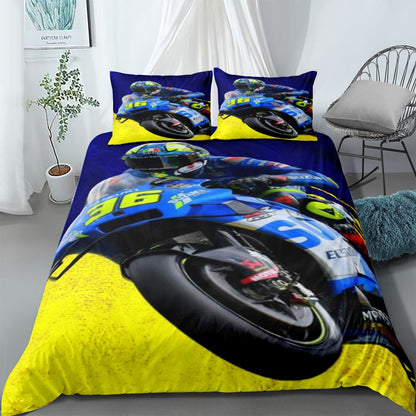 Motorcycle Rider Duvet Cover Set UK Single Double Queen US Twin Full King Size Bed Linen Set