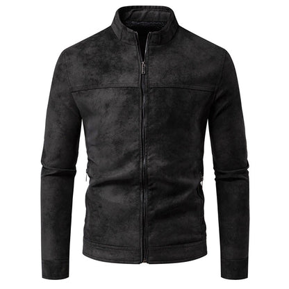 Spring Autumn Retro Leather Jackets Casual Men's Wear Tie Dyed Washed Matte Process Casual Outerwear Fashion Motorcycle Leather