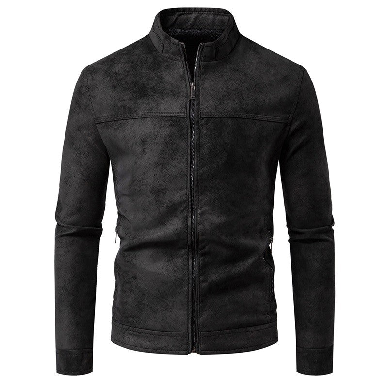 Spring Autumn Retro Leather Jackets Casual Men's Wear Tie Dyed Washed Matte Process Casual Outerwear Fashion Motorcycle Leather