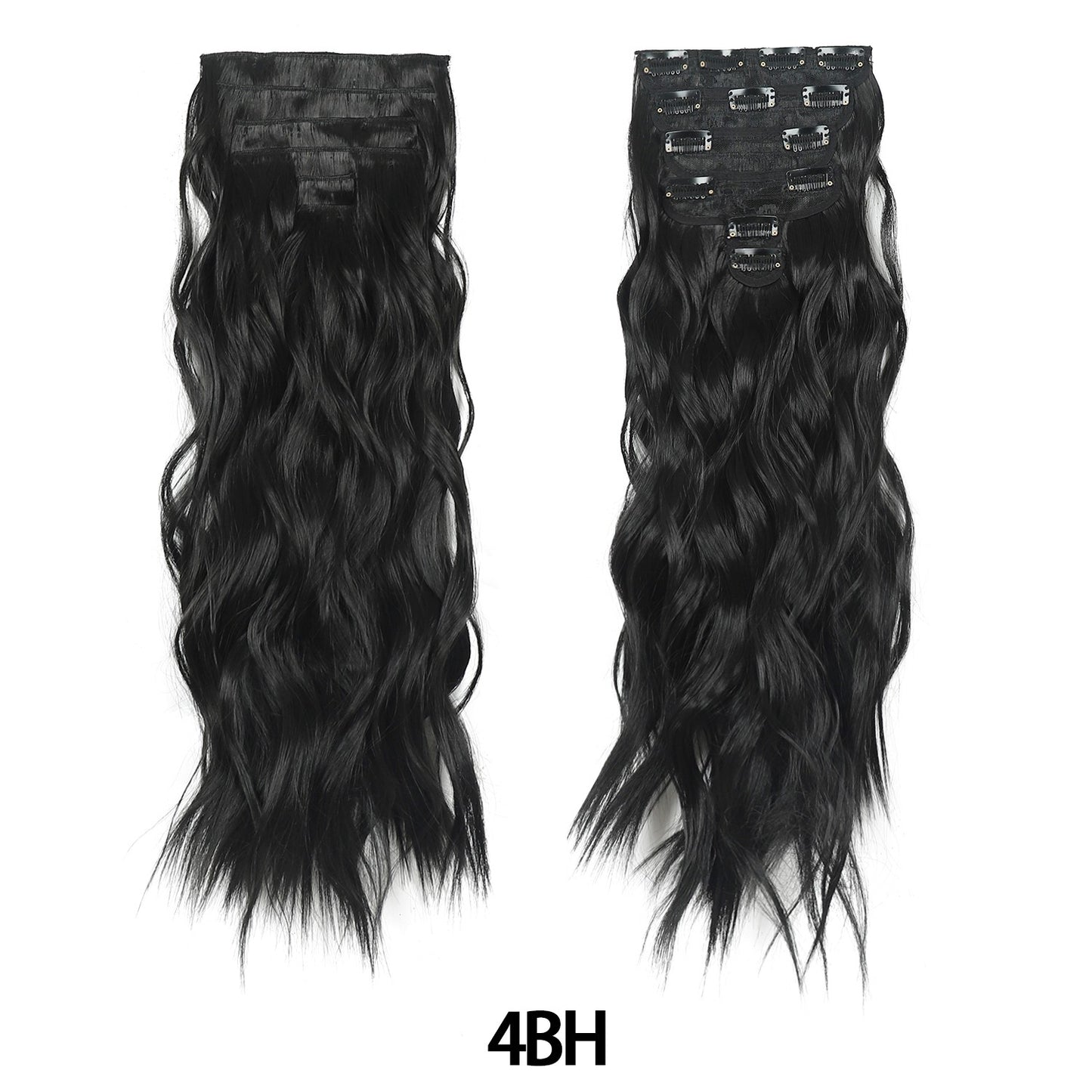 Jeedou 185g Thick Soft Hairpieces Clip in Hair Extensions 6PCS Water Wavy Long 24Inch Synthetic Hair for Women Party Daily Use