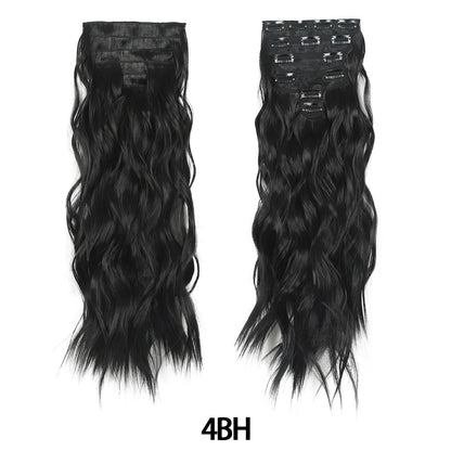 Jeedou 185g Thick Soft Hairpieces Clip in Hair Extensions 6PCS Water Wavy Long 24Inch Synthetic Hair for Women Party Daily Use