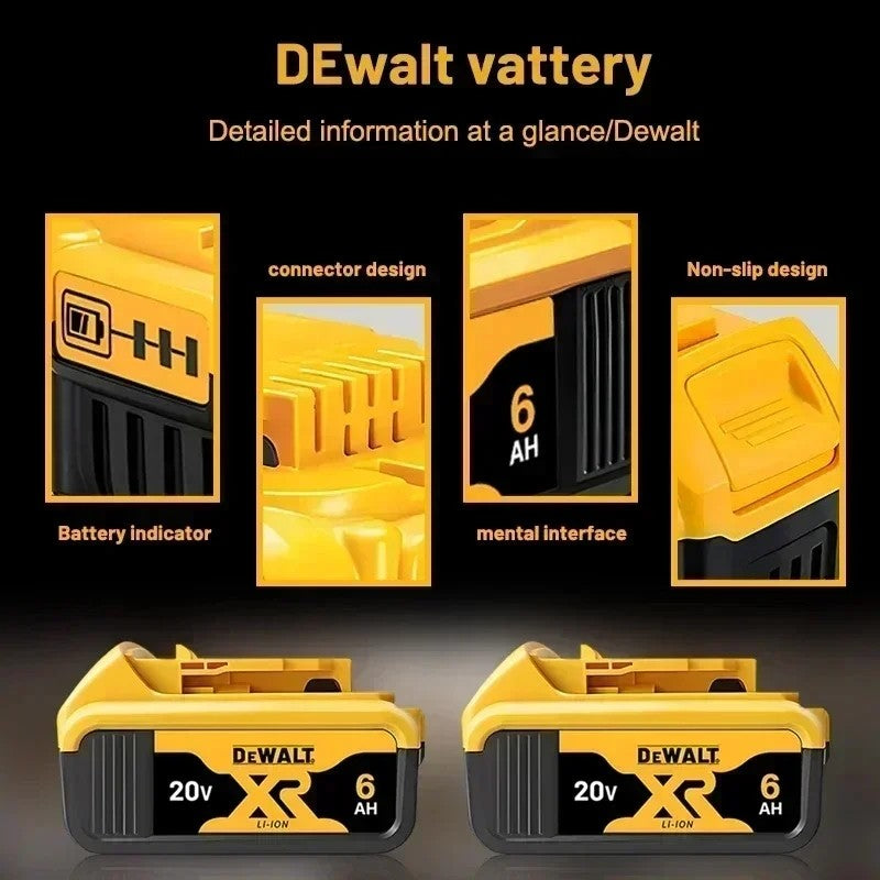 Bateria Dewalt 20V 100% Genuína, Bateria Recarregável de Íon de Lítio 2AH 5AH 6AH, Bateria de Substituição para Ferramentas Elétricas Dewalt DCB200