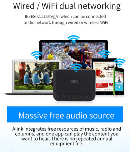 Wireless WIFI Audio Receiver for Airplay Spotify DLNA NAS Multiroom Sound Stream Bluetooth 5.0 Music box Optical Adapter WR320